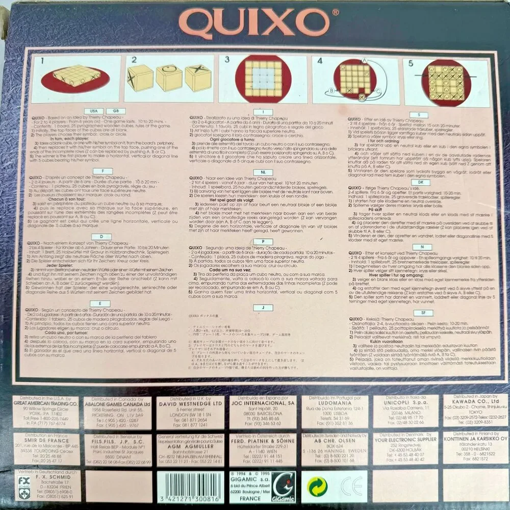 Quixo Board Game 1995 Gigamic Thierry Chapeau As d'Or Award Winner 2-4 Players